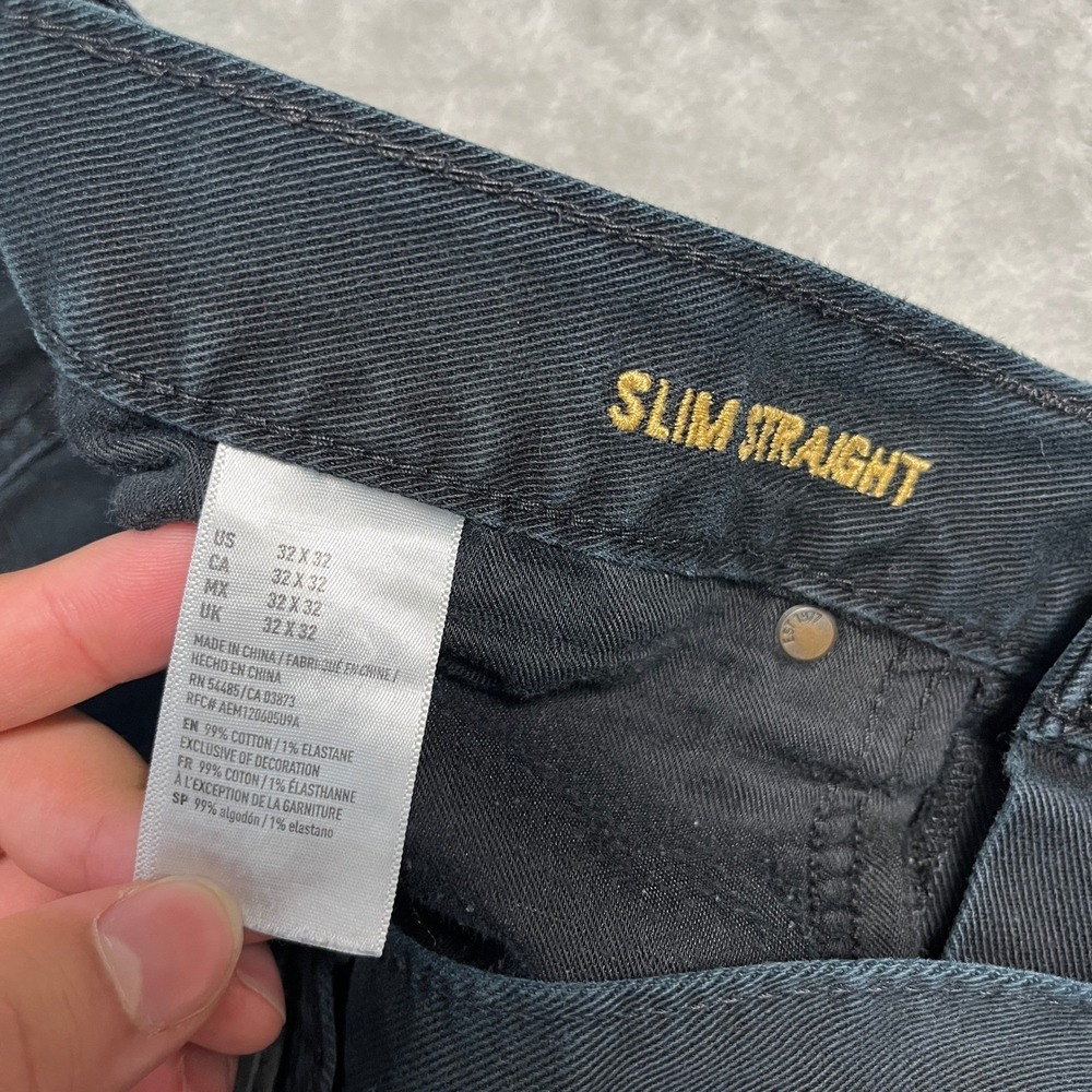 American Eagle Core Flex Slim Straight Black Jeans Mens 32x32 (34x30) Distressed - Picture 11 of 16